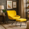 Teagan Accent Chair & Stool Set - Ochre Yellow