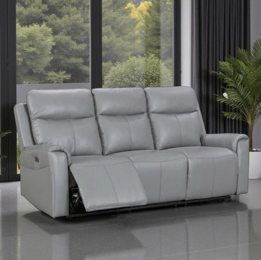 Turin Leather - 3 Seater - Electric Recliner - Dusk Grey