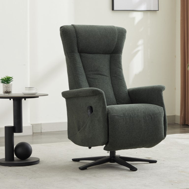 Apero Swivel Electric Recliner Armchair - Winter Moss