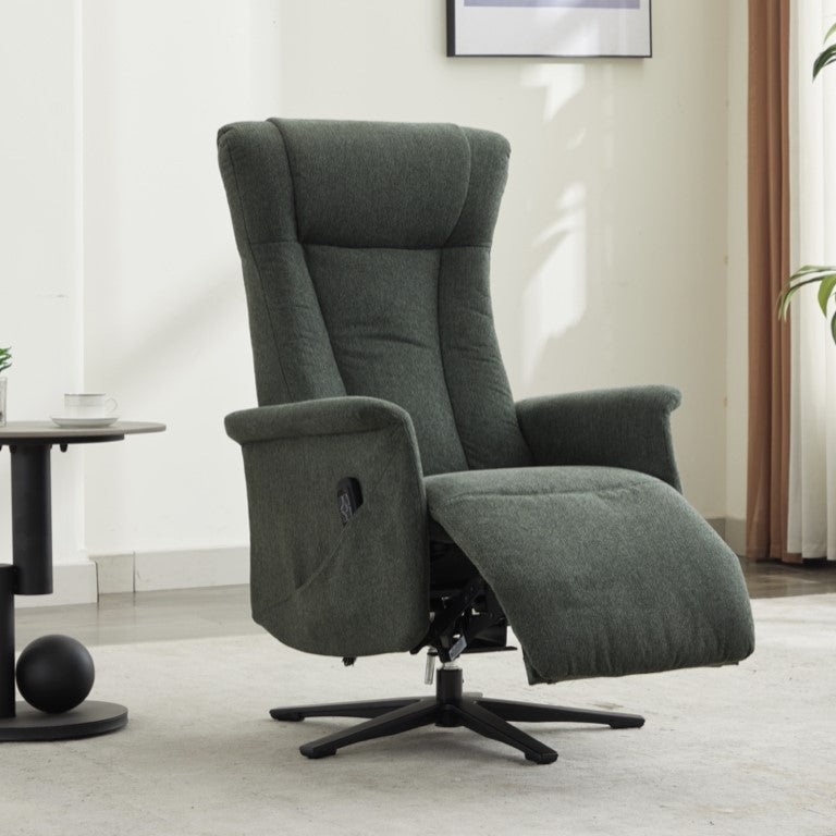 Apero Swivel Electric Recliner Armchair - Winter Moss