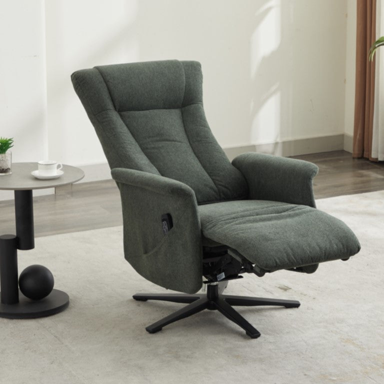 Apero Swivel Electric Recliner Armchair - Winter Moss