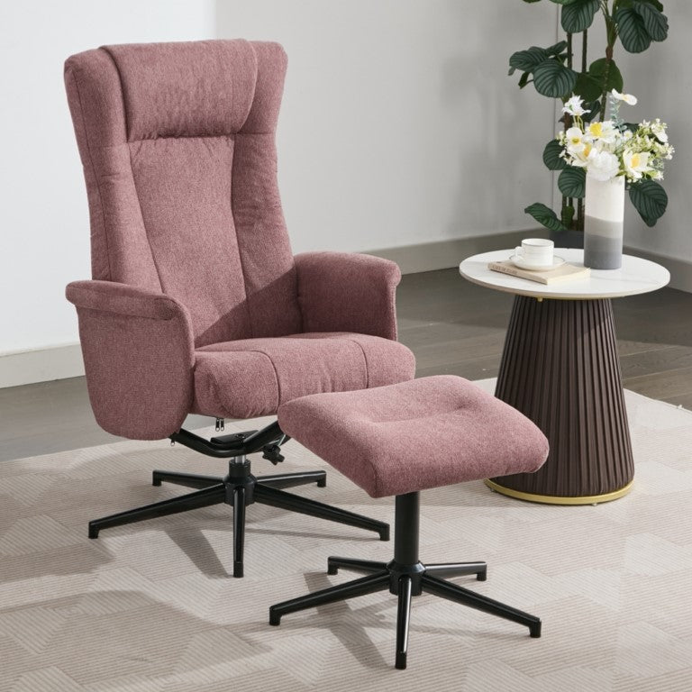 Apero Manual Swivel Chair & Footstool - Rose