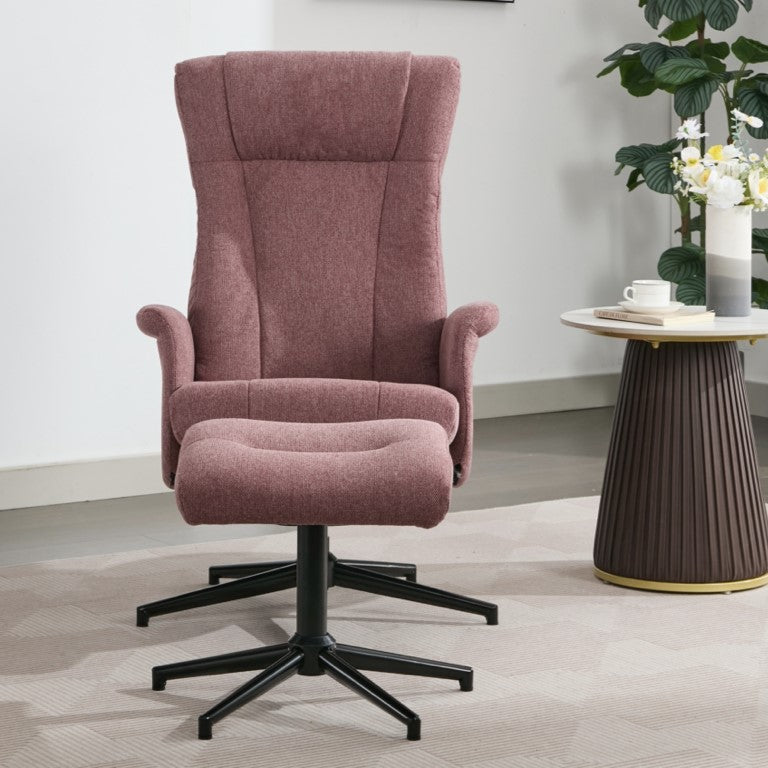 Apero Manual Swivel Chair & Footstool - Rose