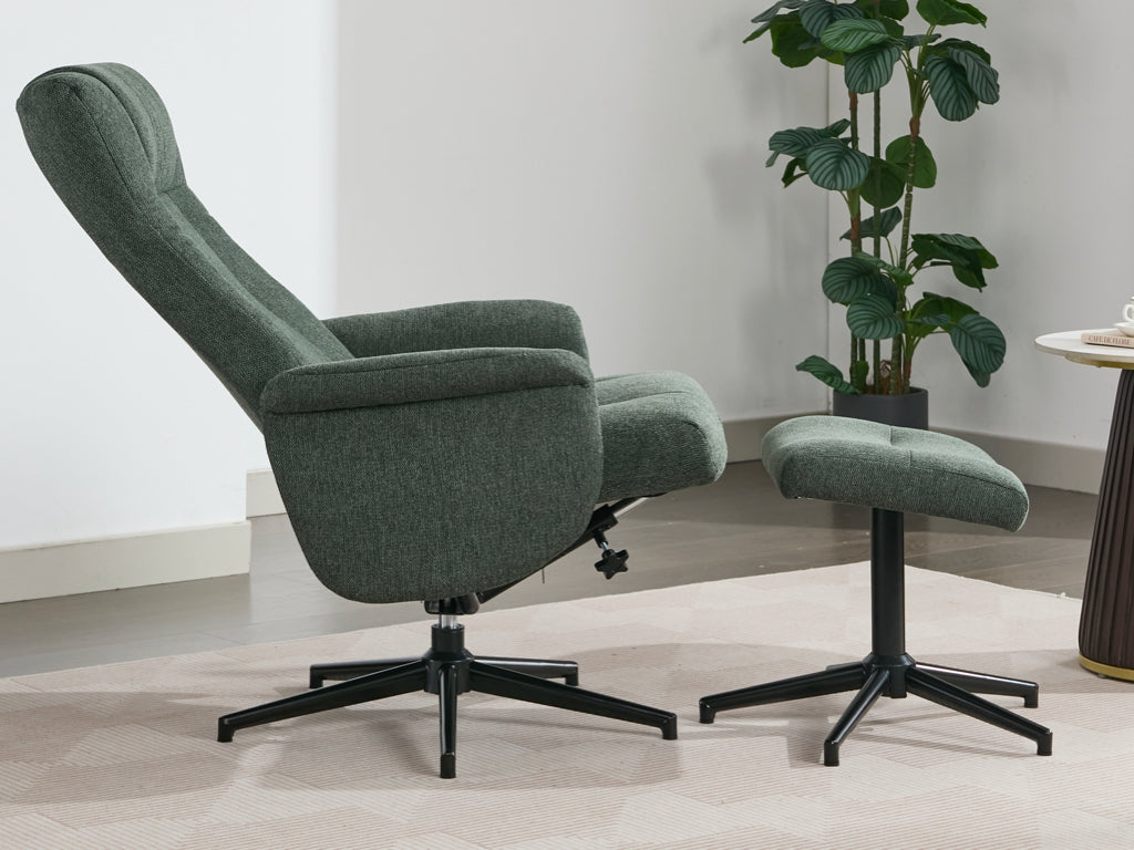 Apero Manual Swivel Chair & Footstool - Winter Moss