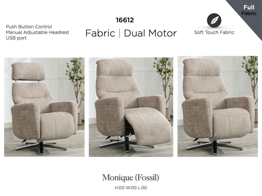 Monique Dual Motor Electric Armchair - Fossil