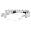 Caspian Sofa - 1 Corner 2 Sofa Bed With Fixed Top Stool (Pillow Back)