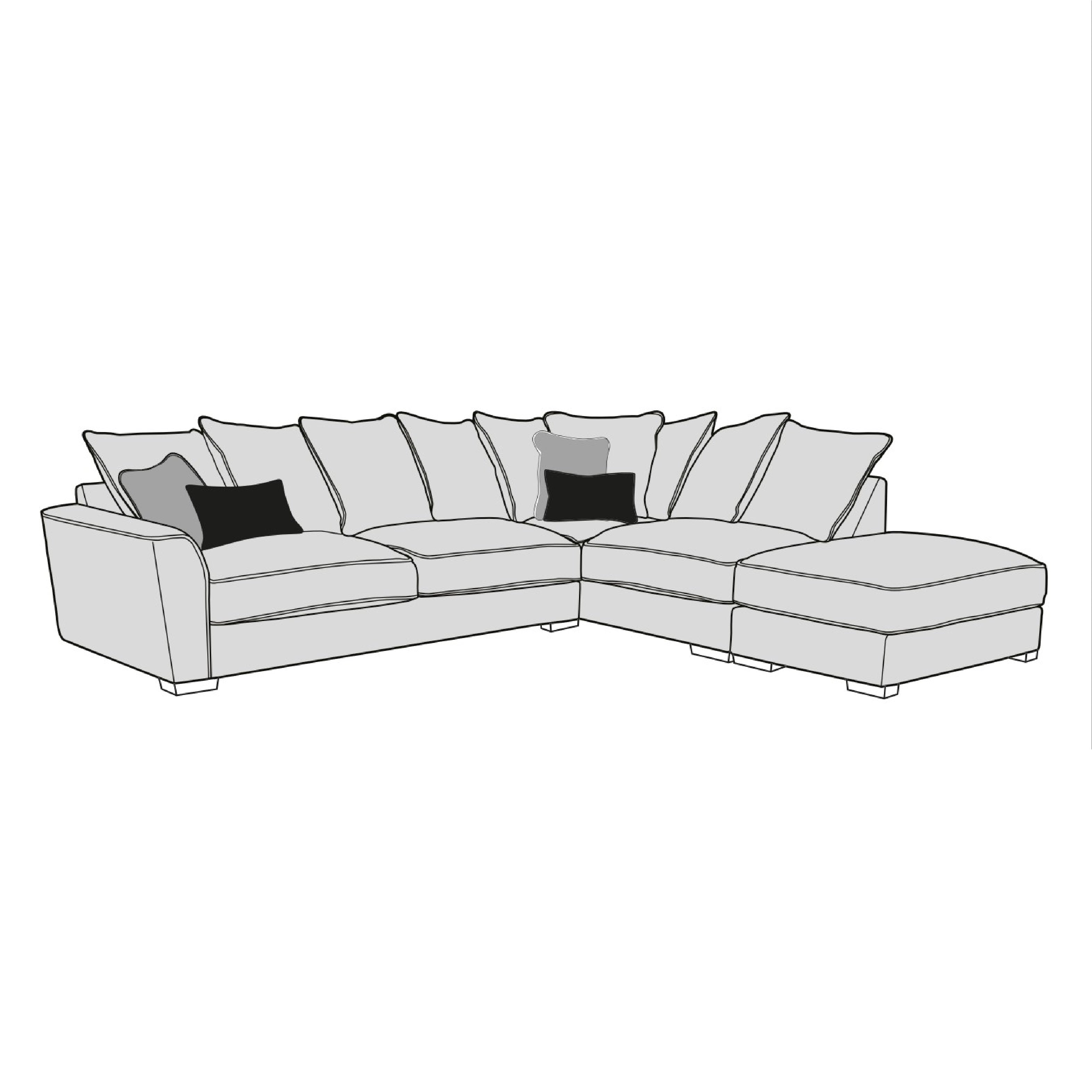 Caspian Sofa - 2 Corner 1 With Fixed Top Stool (Pillow Back)