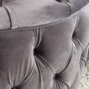 Elegant Round Buttoned Footstool - Grey Velvet