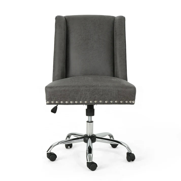 Studded Swivel Office Chair - Dark Grey