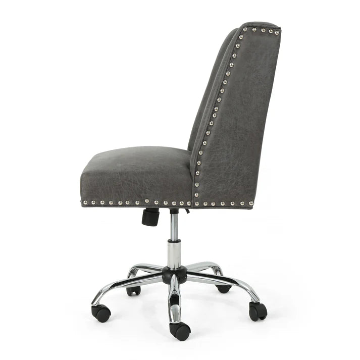 Studded Swivel Office Chair - Dark Grey