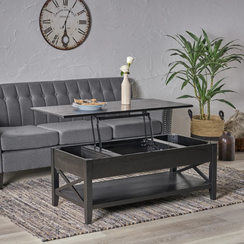 Large Lift-Top Laptop Coffee Table - Black