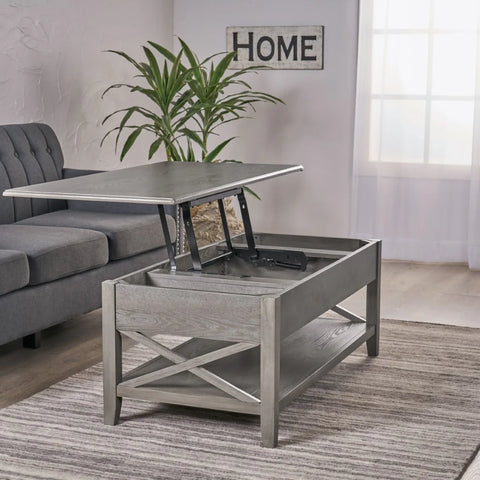 Large Lift-Top Laptop Coffee Table - Grey