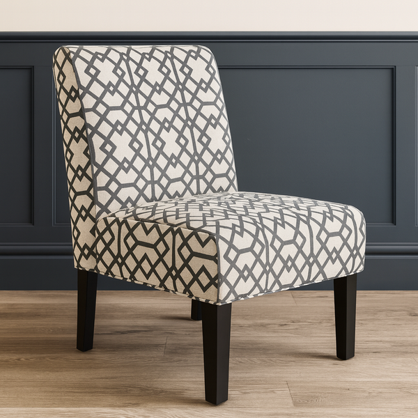 Fabric Slipper Accent Chair - Geometric Pattern