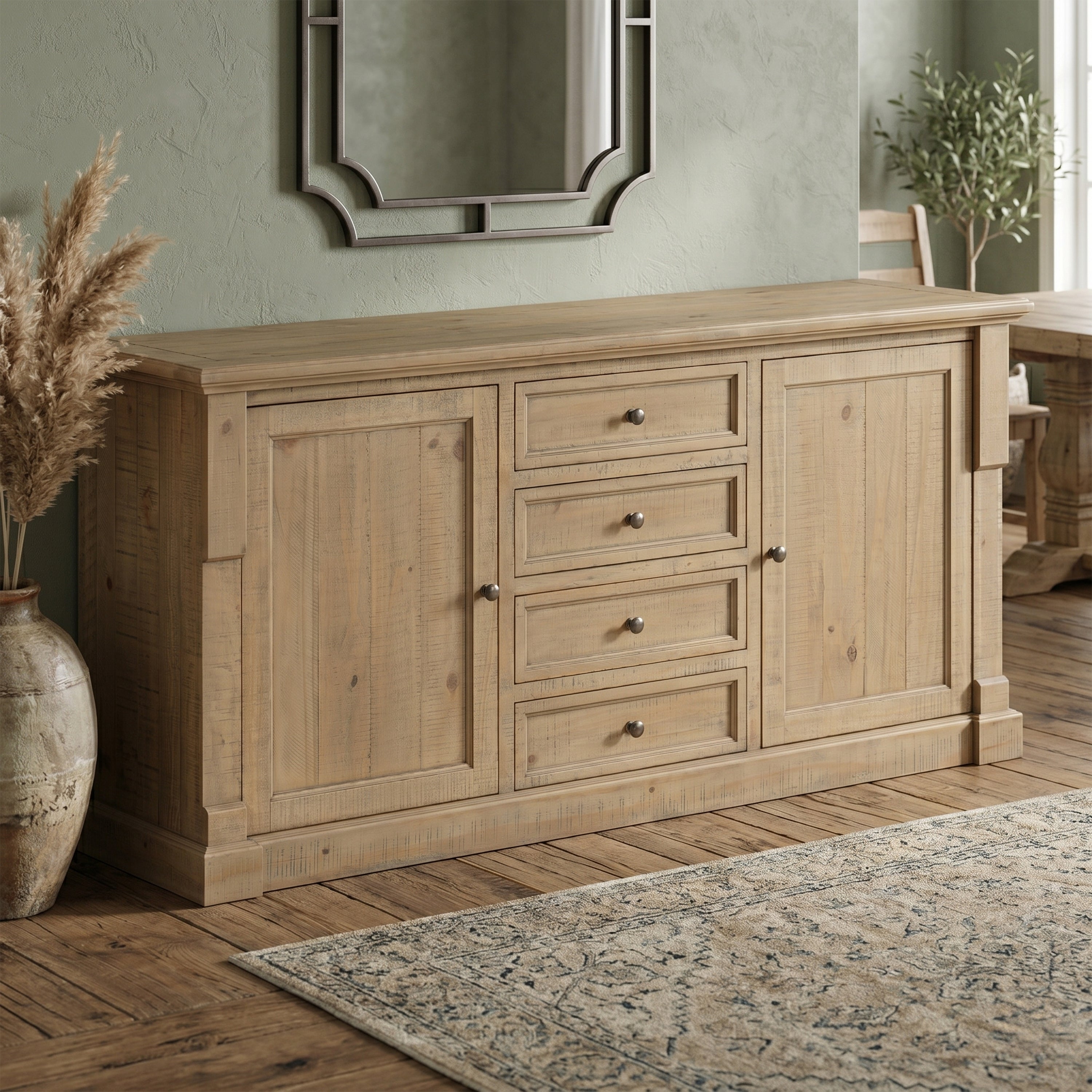 Chateau Rustic Pine Sideboard - 2 Door 4 Drawer
