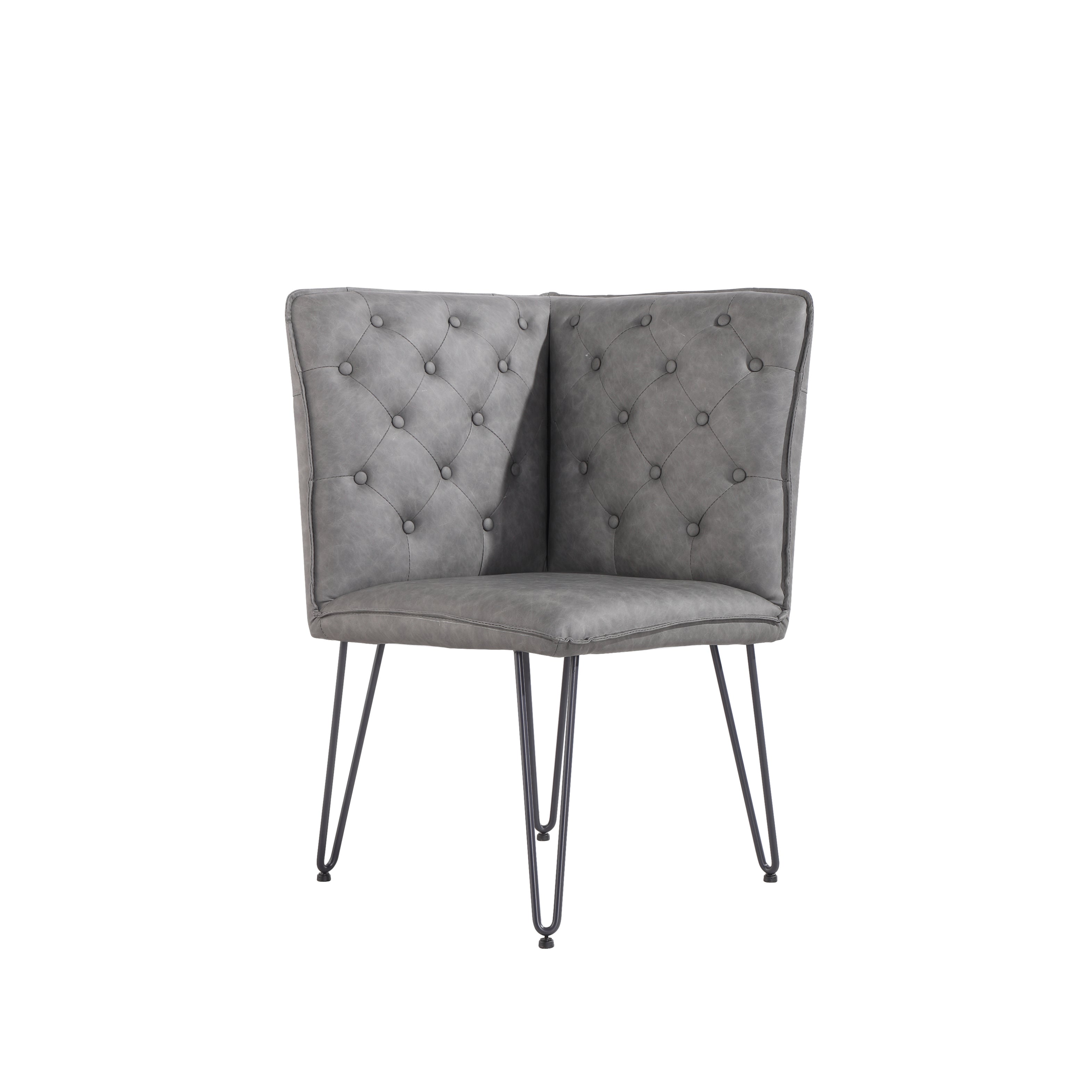 Studded Back Corner Bench - Grey PU