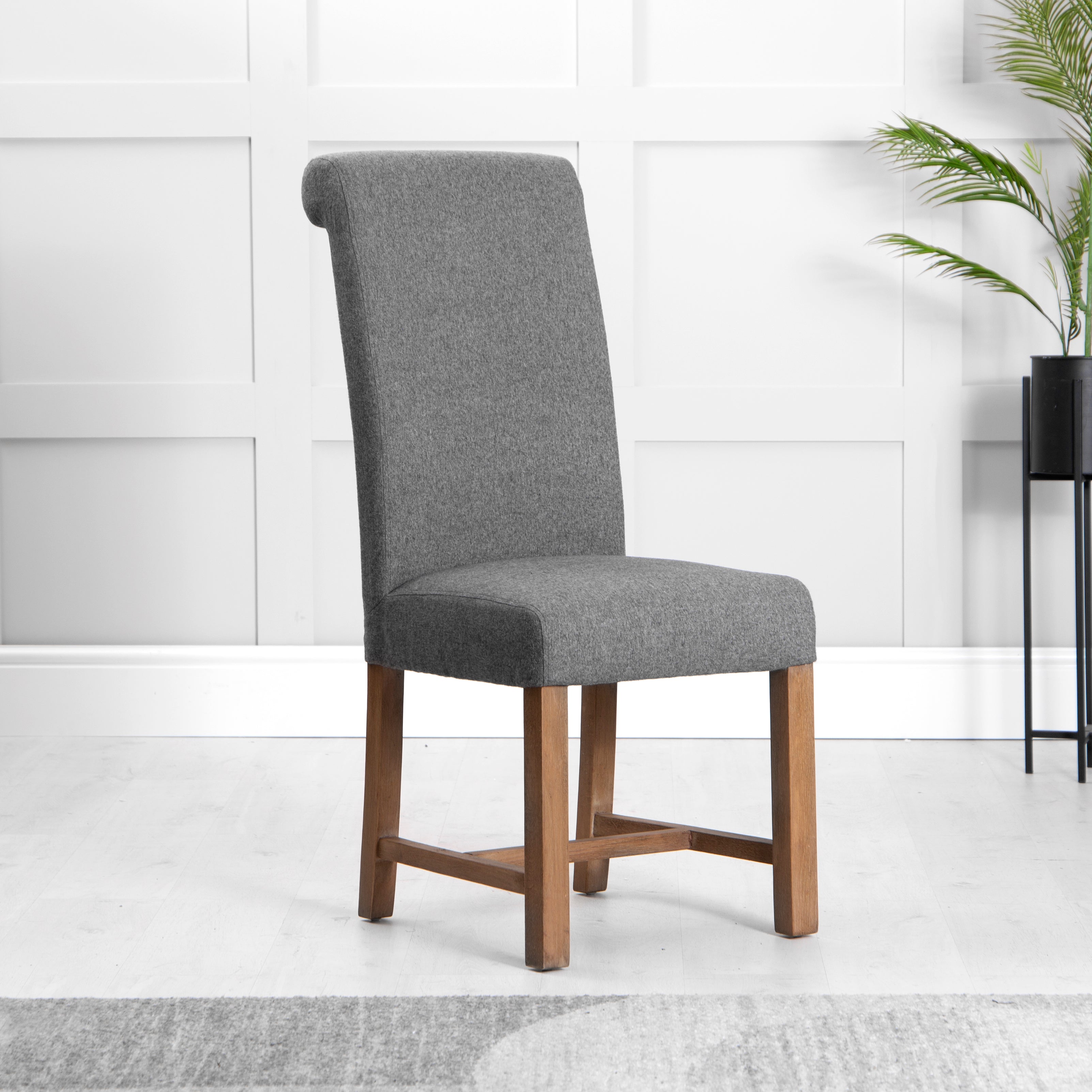 Hampstead Fabric Scroll Back Dining Chair - Grey