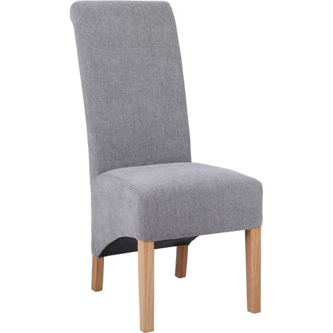 Trimpley Fabric Scroll Back Dining Chair - Light Grey