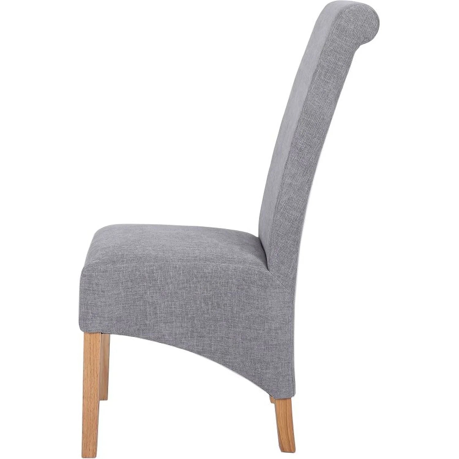 Trimpley Fabric Scroll Back Dining Chair - Light Grey