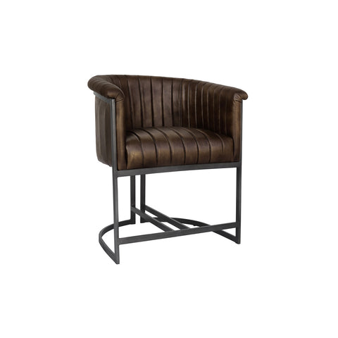 Covent Leather & Iron Chair - Brown
