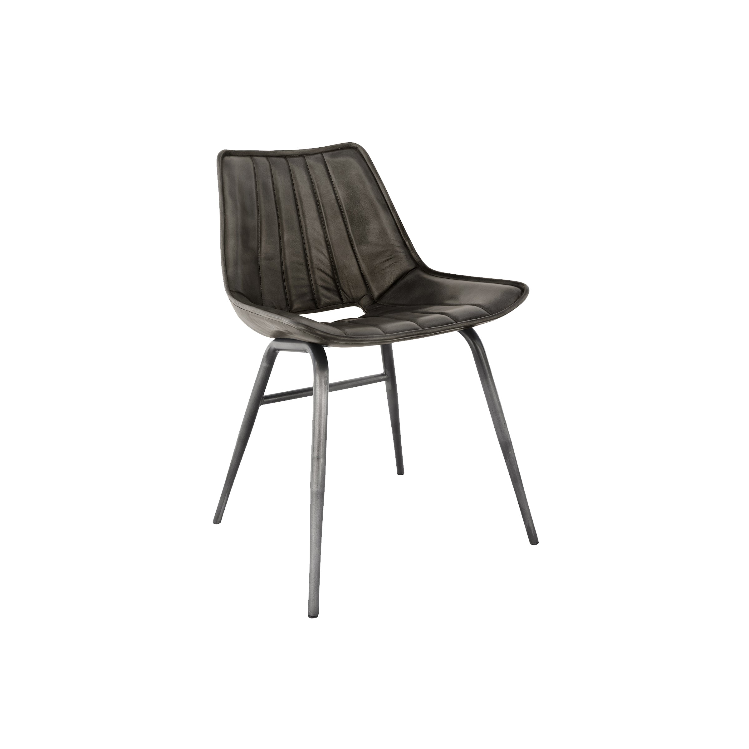 Islington Leather & Iron Chair - Dark Grey