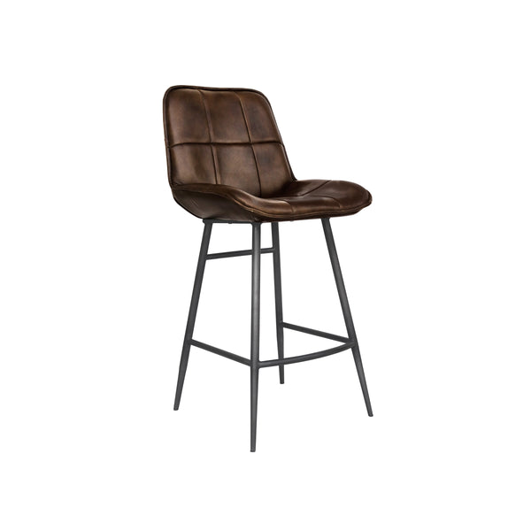Camden Leather & Iron Bar Chair - Brown
