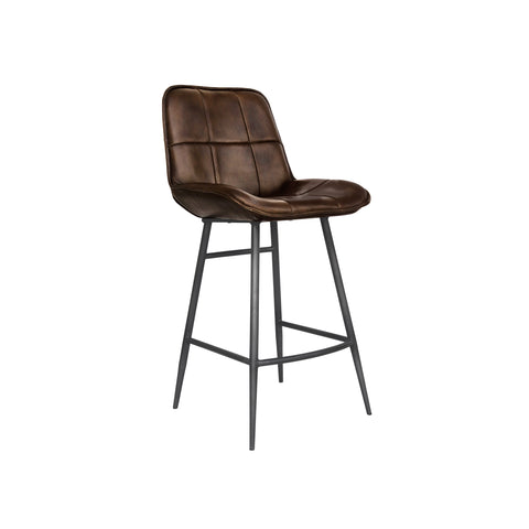 Camden Leather & Iron Bar Chair - Brown