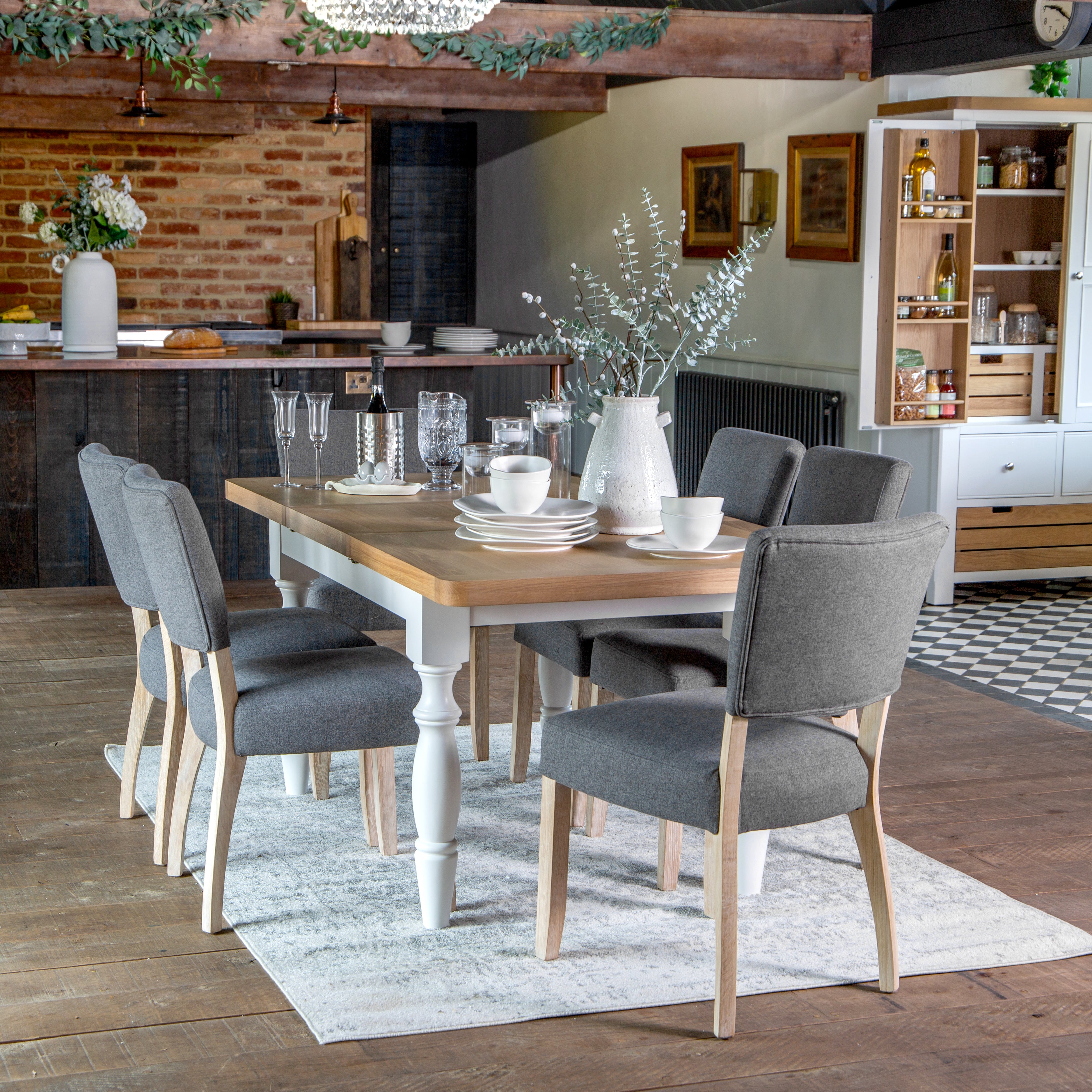 Country Living, White Painted & Oak - 1.3m Extending Dining Table