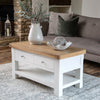 Country Living, White Painted & Oak - Coffee Table with Drawers