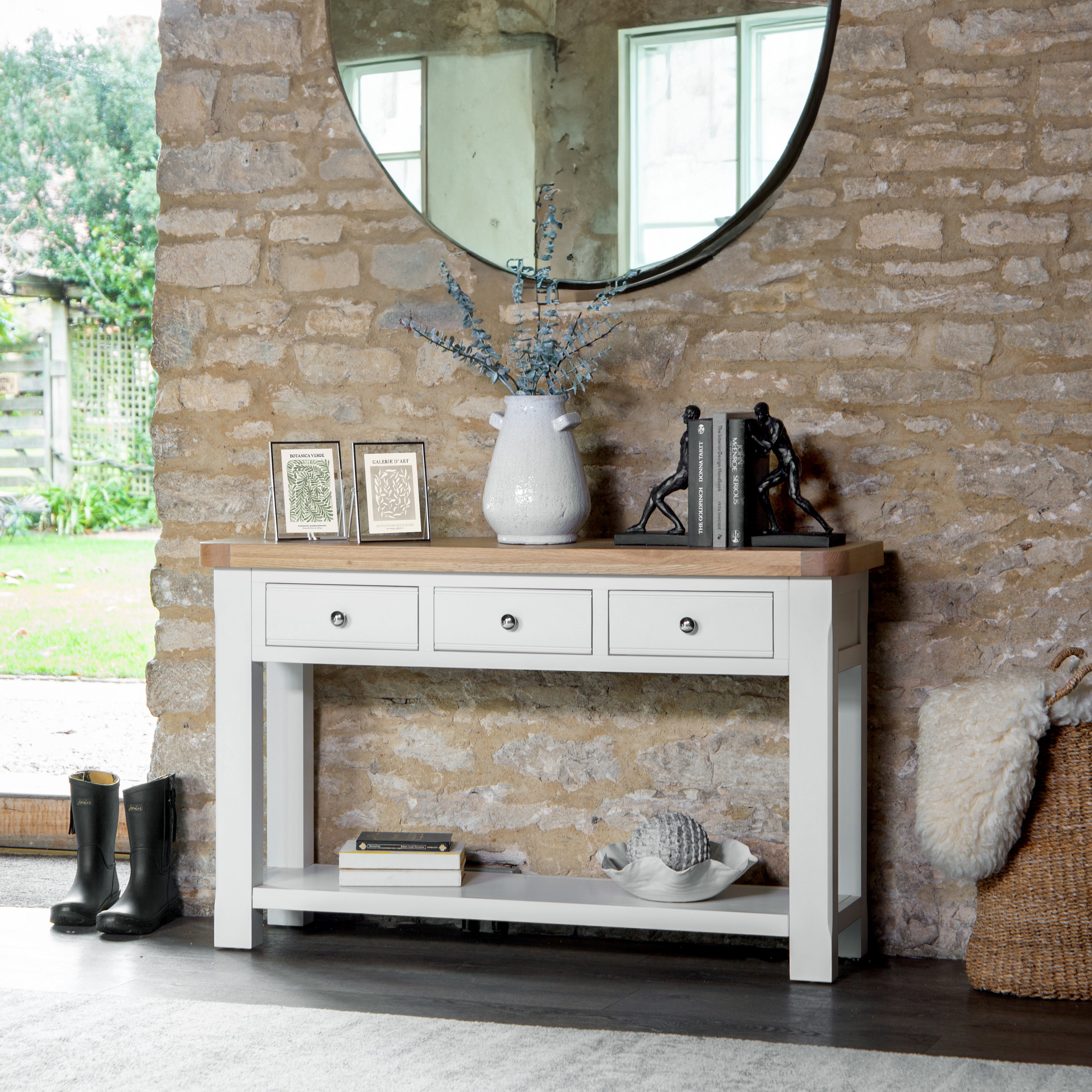 Country Living, White Painted & Oak - Large Console Table