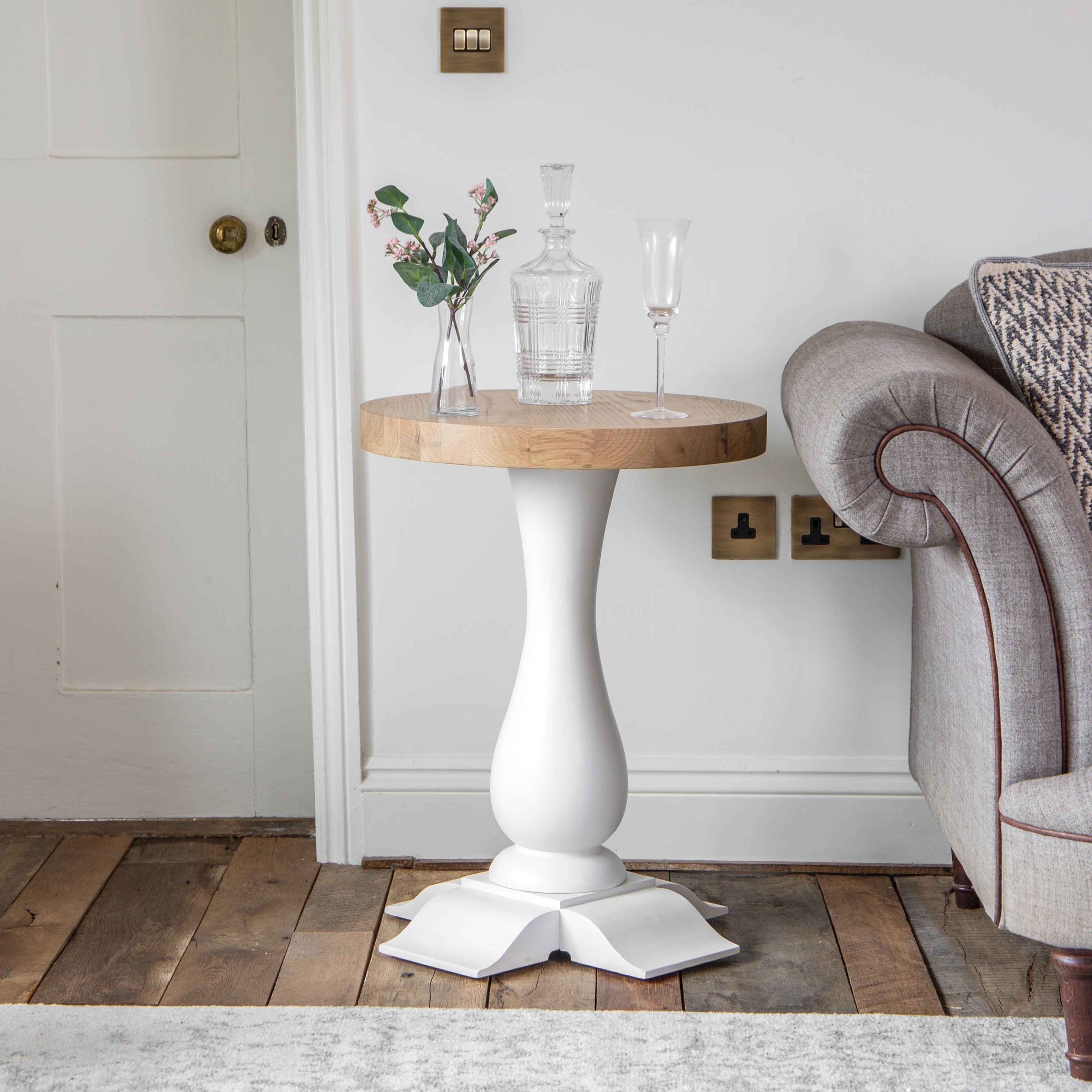 Country Living, White Painted & Oak - Round Wine Table