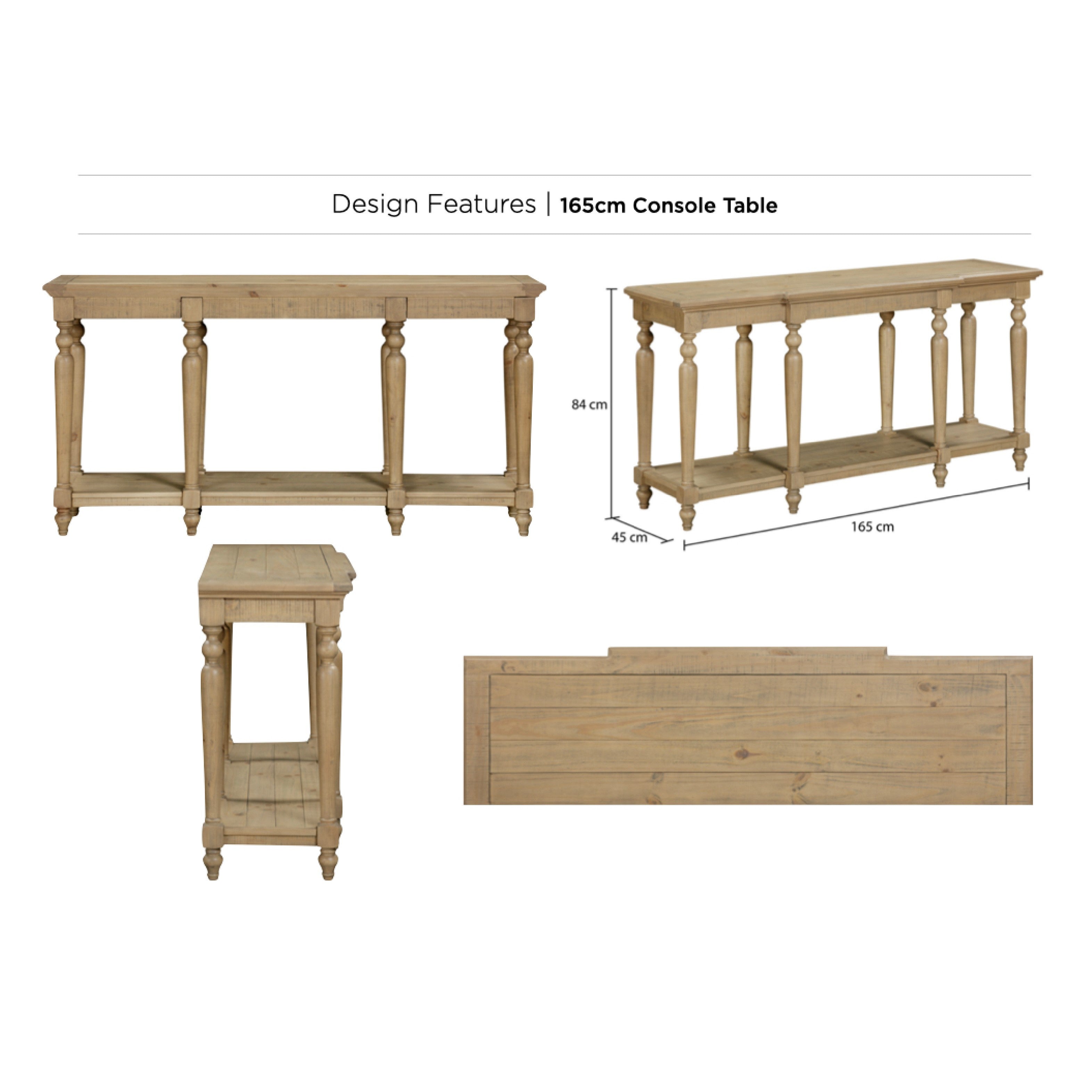 Chateau Rustic Pine Console Table - Large