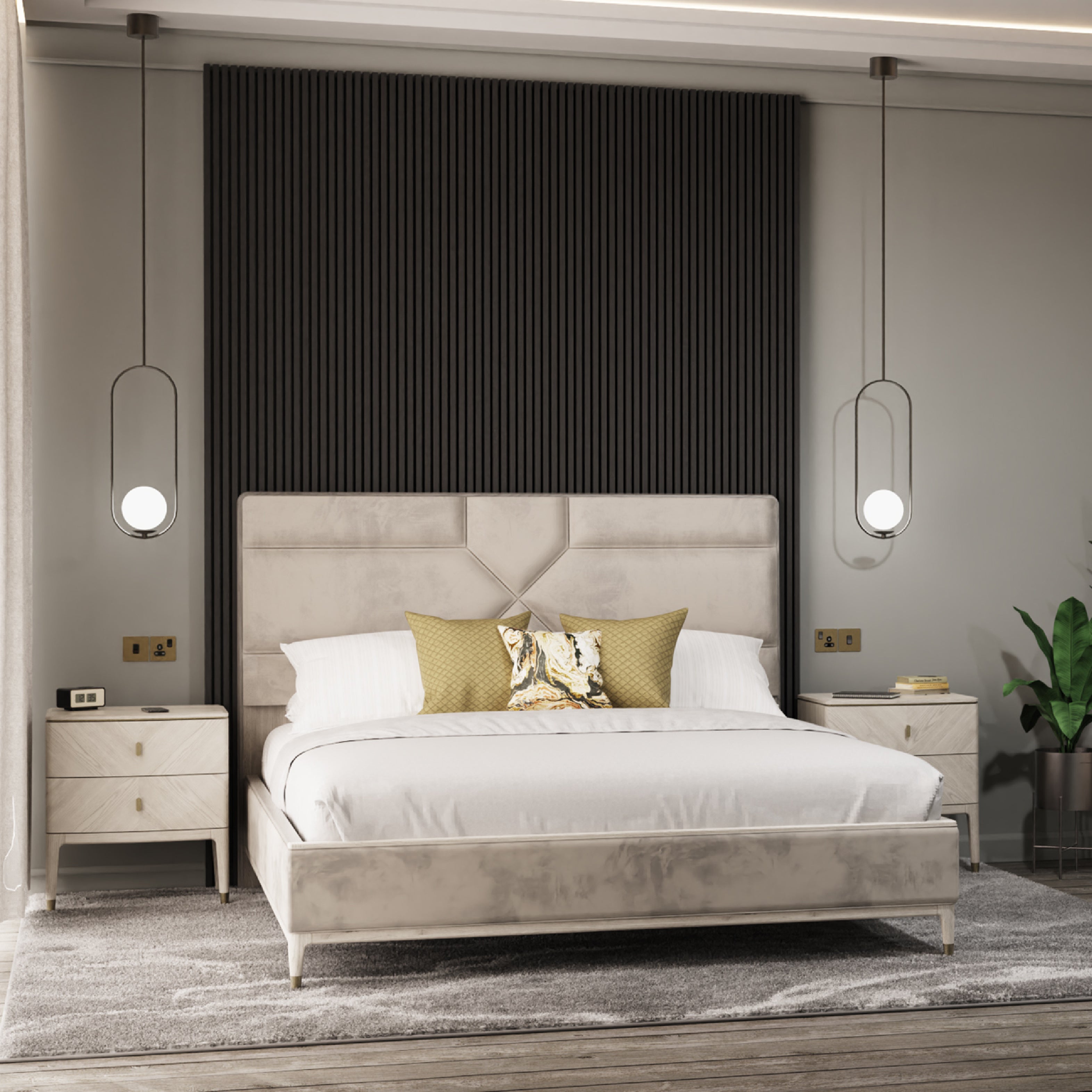 Diletta Bed Frame - Stone