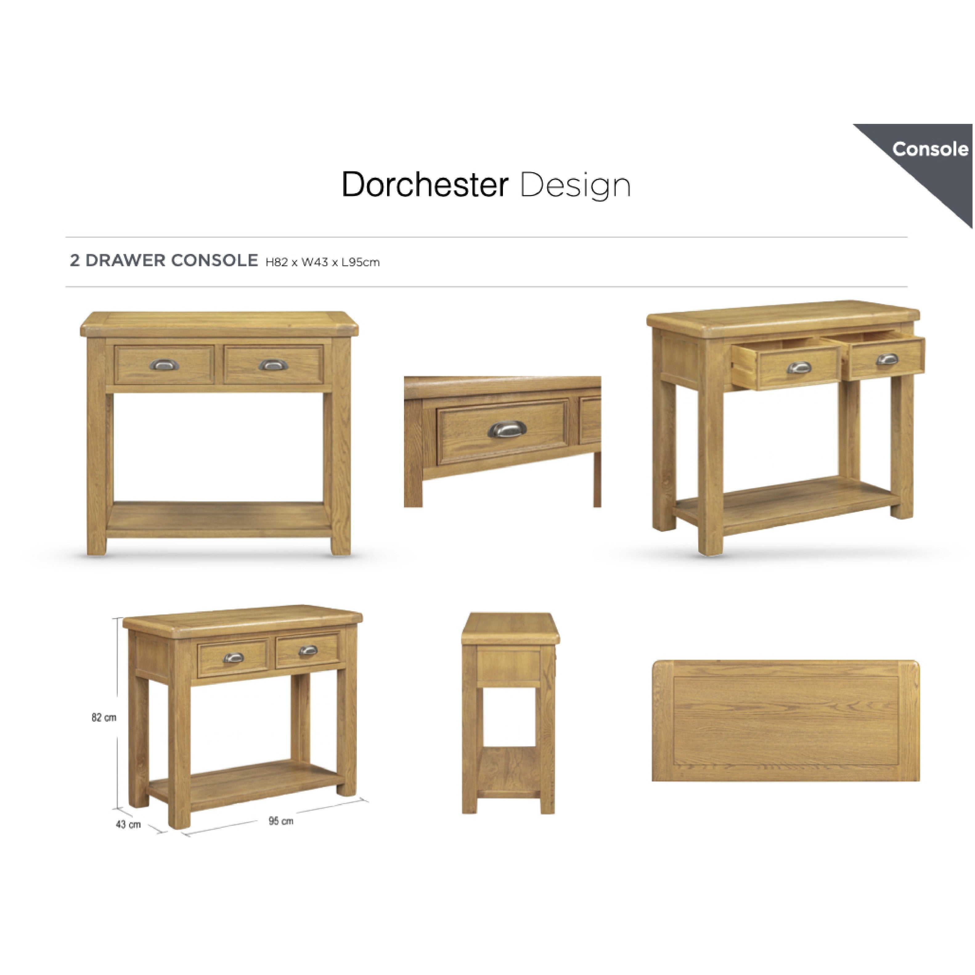 Dorchester Oak Console Table - 2 Drawer