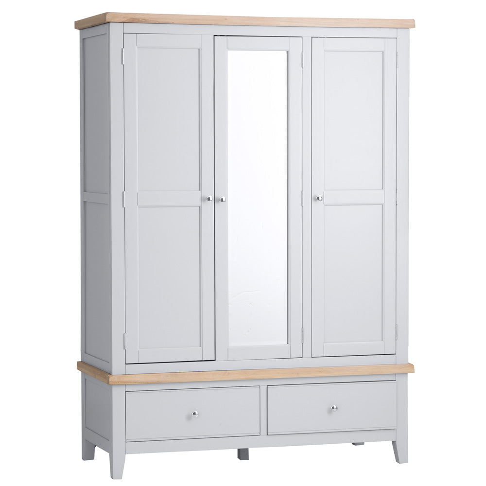 Earlham Grey Painted & Oak Wardrobe - 3 Door