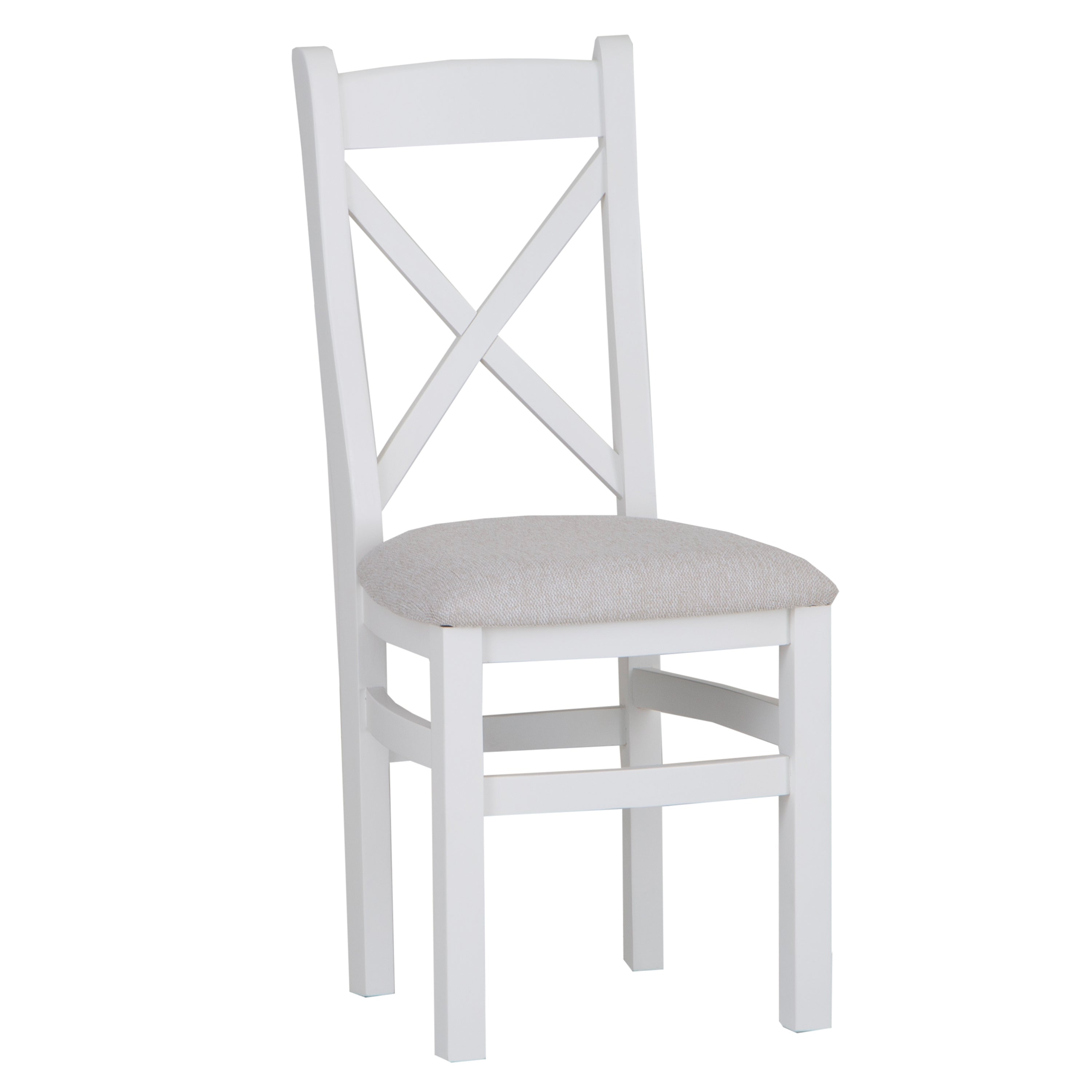 Earlham White Painted & Oak Cross Back Chair Fabric Seat