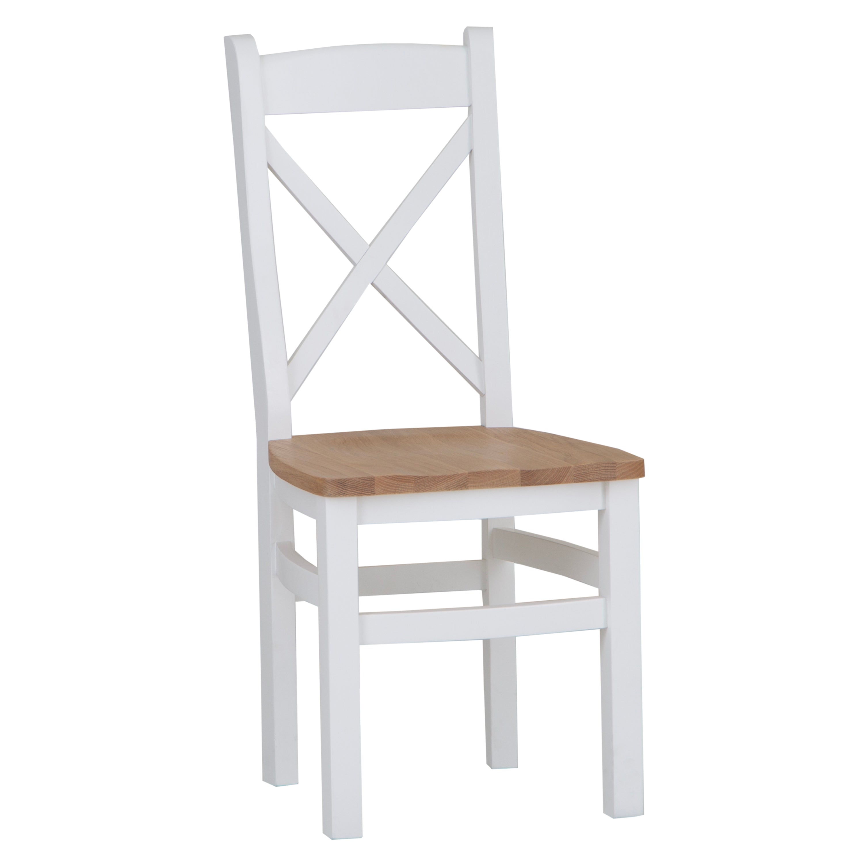 Earlham White Painted & Oak Cross Back Chair Wooden Seat