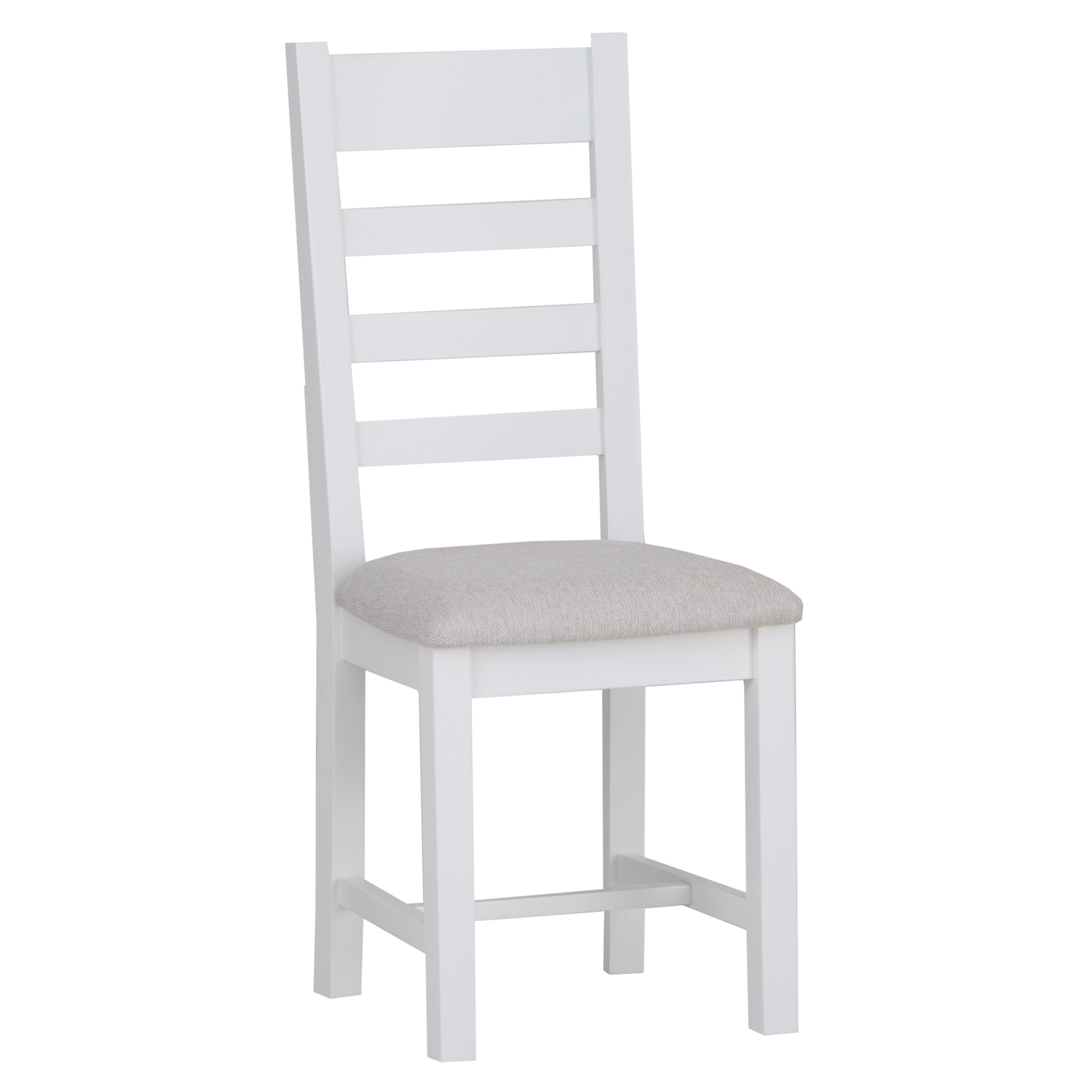 Earlham White Painted & Oak Ladder Back Chair Fabric Seat