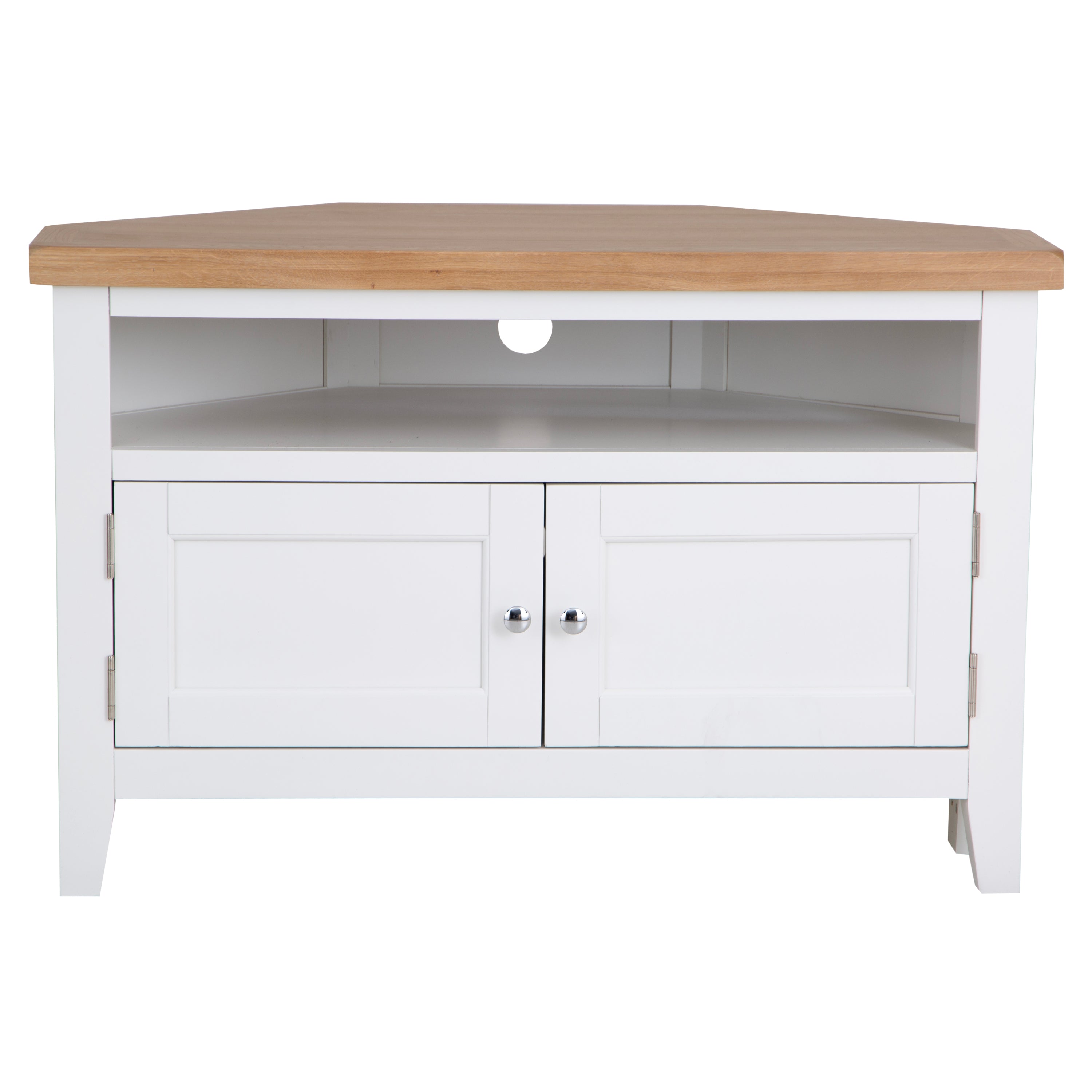 Earlham White Painted & Oak Corner TV Unit