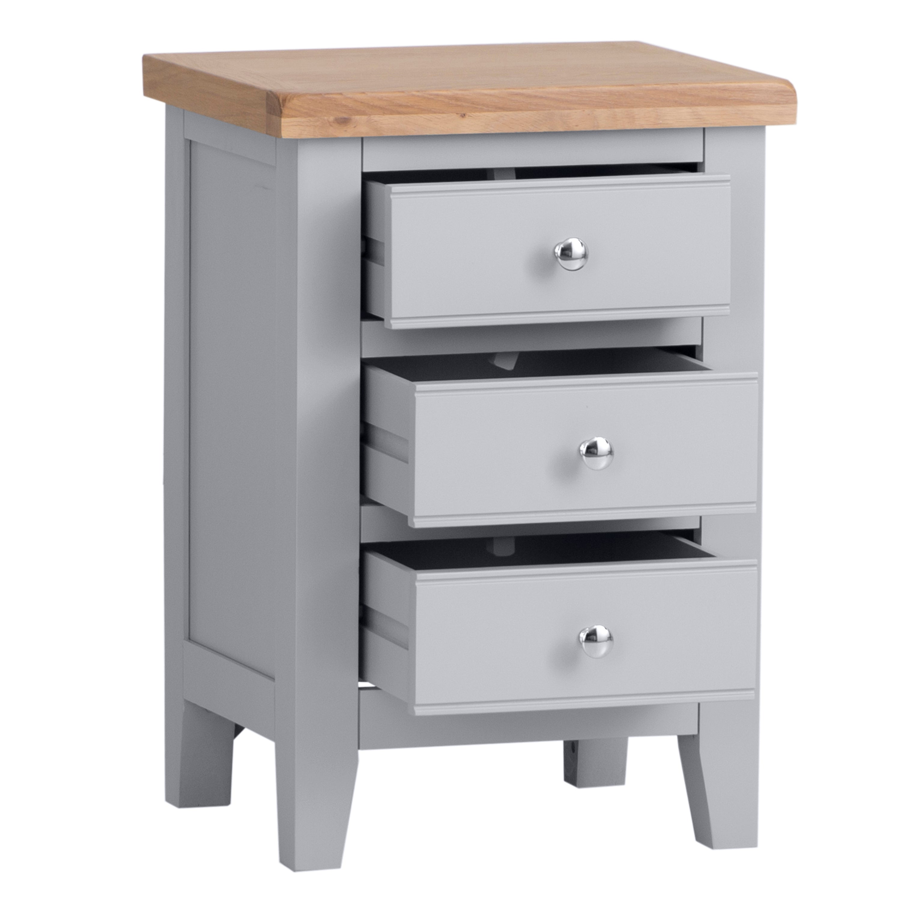 Earlham Grey Painted & Oak Bedside Cabinet - Large