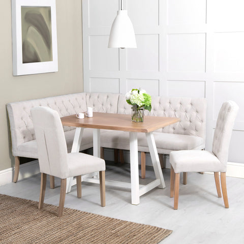 Earlham White Painted & Oak Fixed Top Dining Table