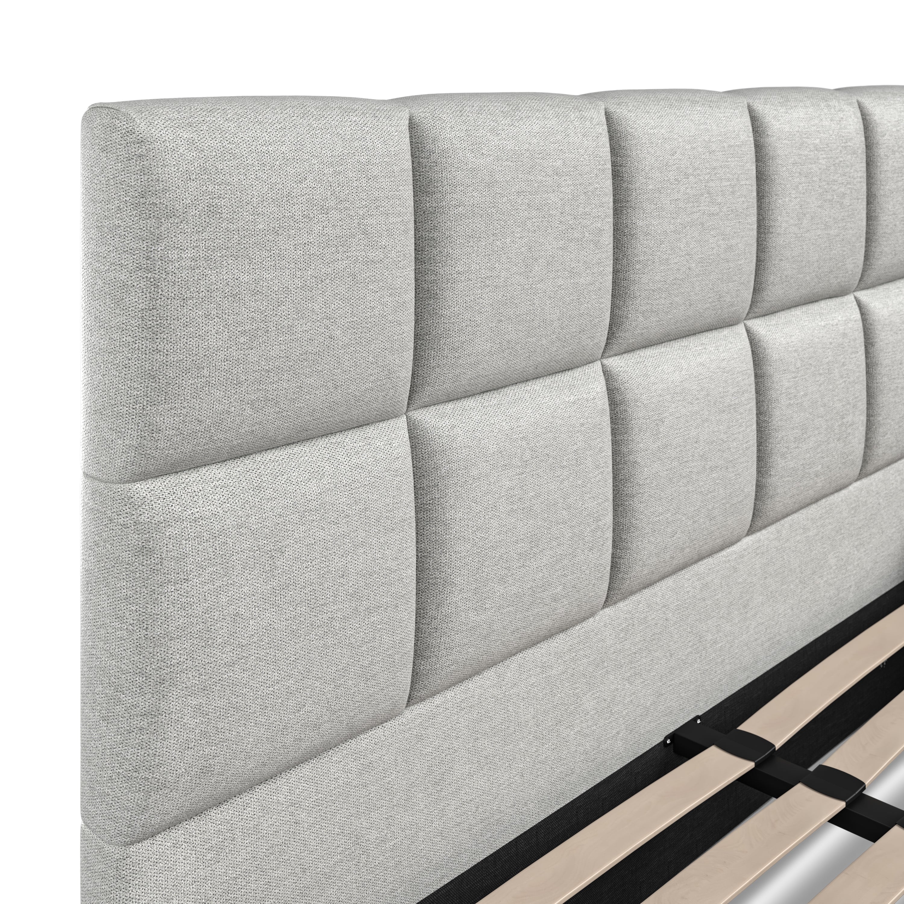 Alessia 5ft (150cm) King Size Fabric Bedframe - Grey Linen