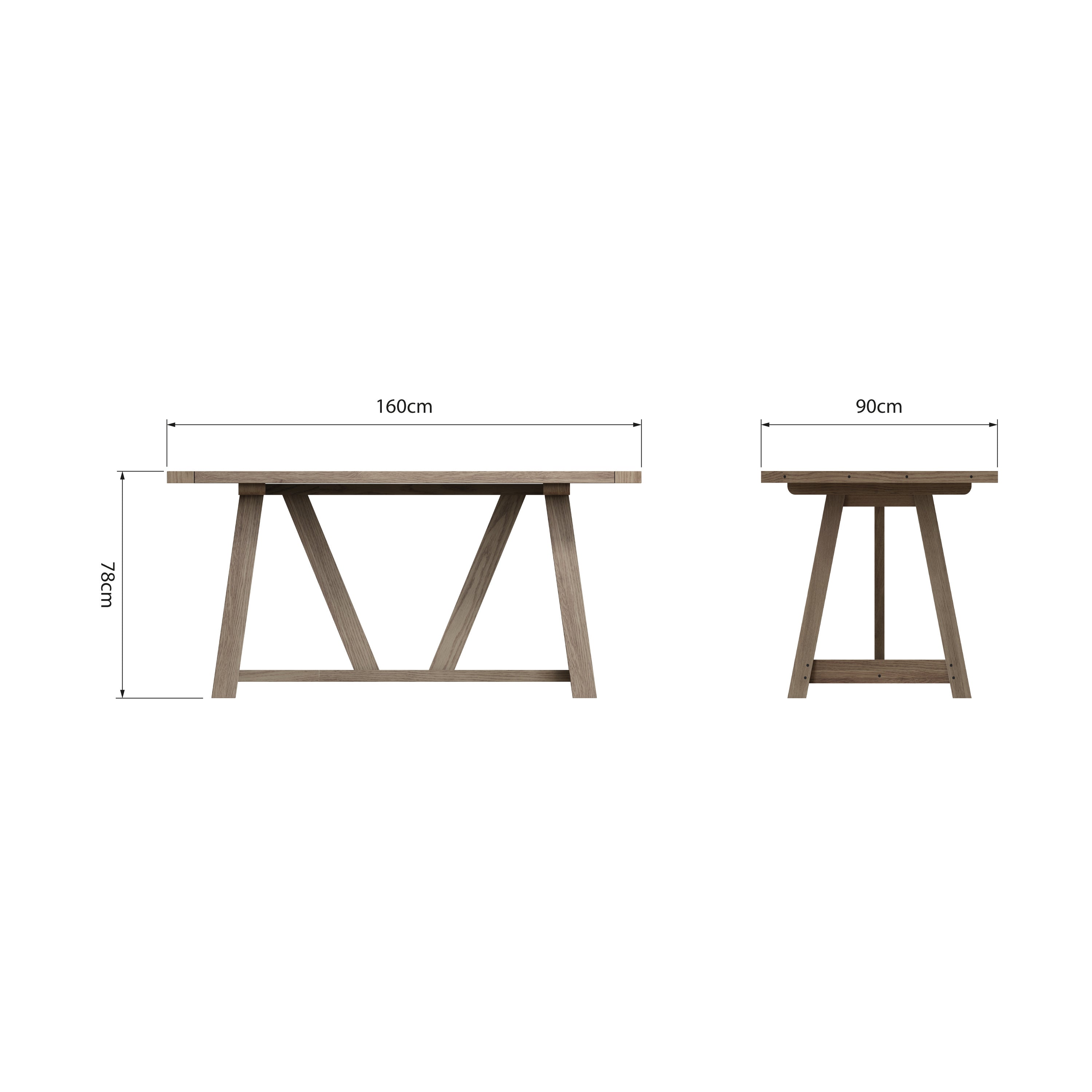 Suffolk Grey Oak Dining Table - 160cm