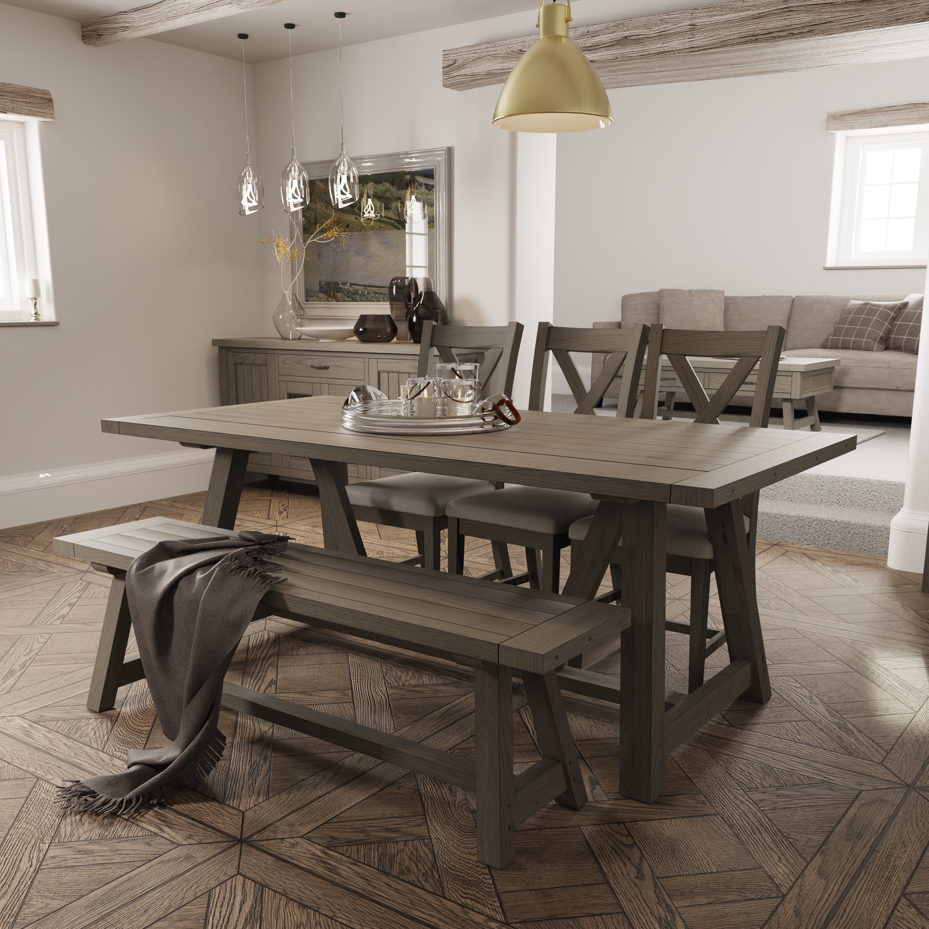 Suffolk Grey Oak Dining Table - 200cm