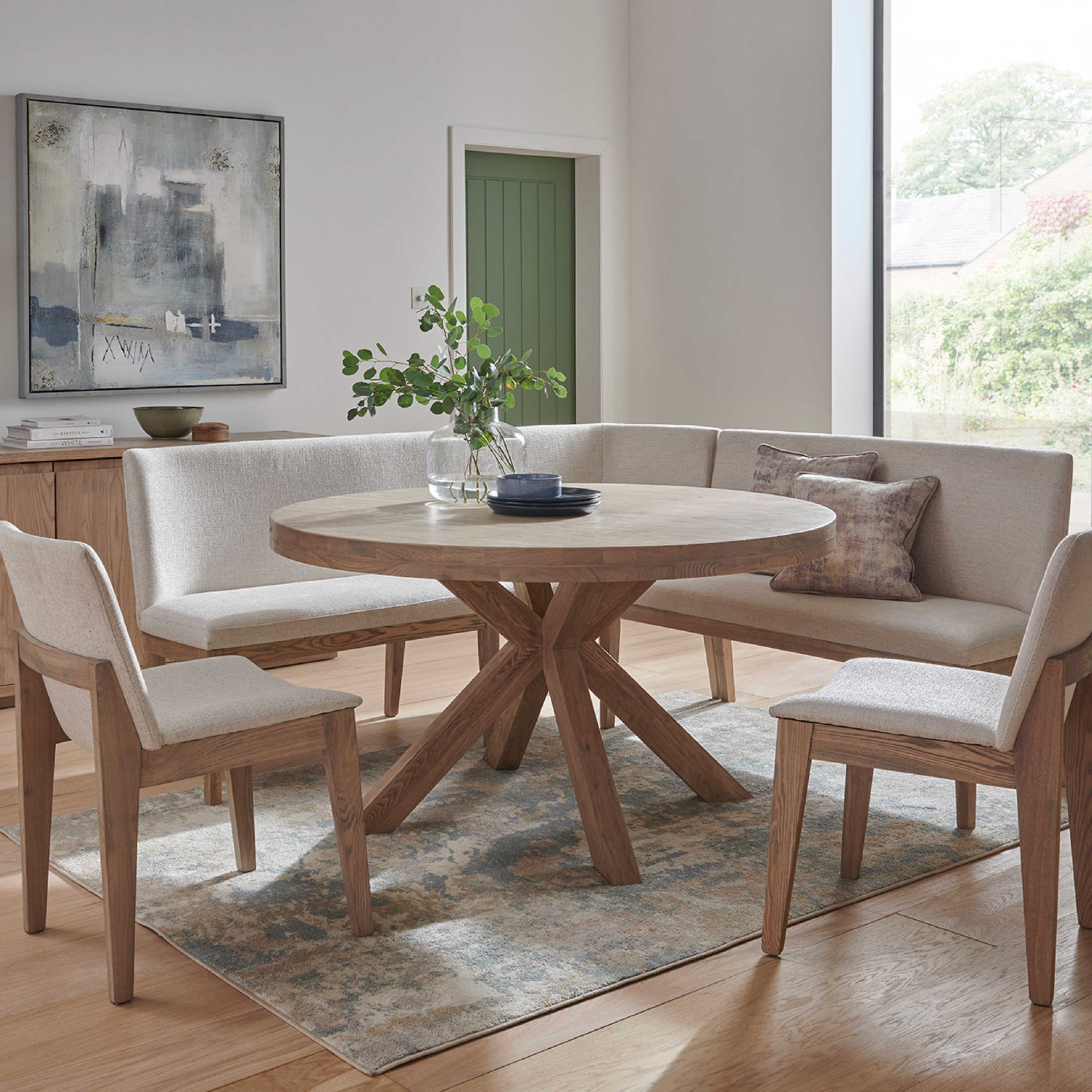 Falun Smoked Oak Short Bench - Dark Grey