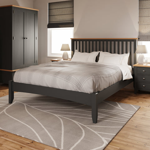 Modena Grey Painted & Oak Bed Frame - 5ft King Size
