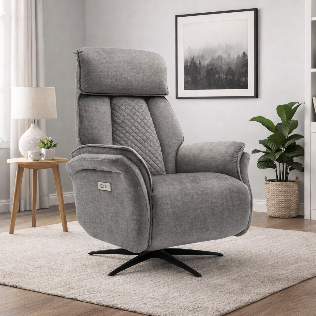 Evoque Swivel Electric Armchair - Grey