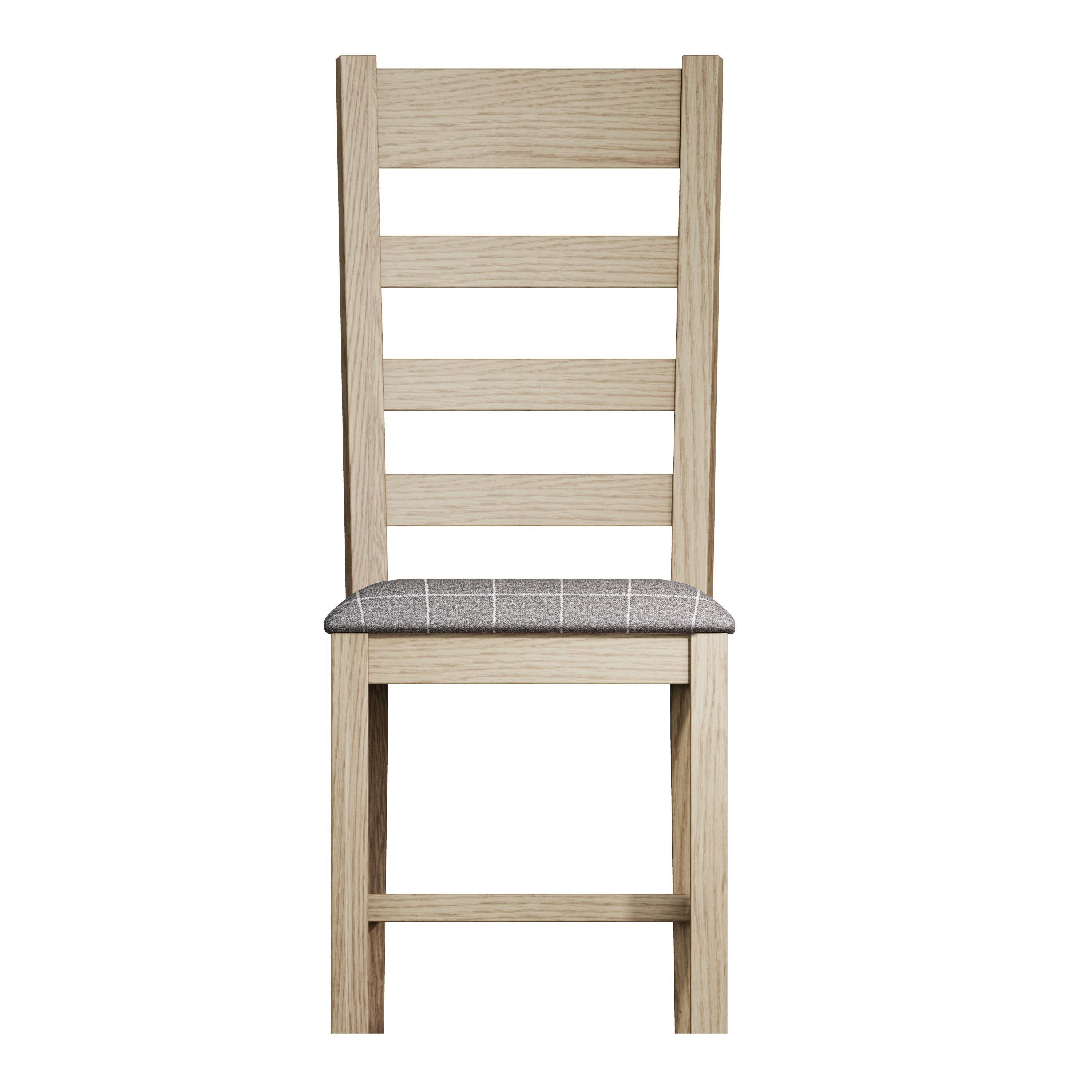 Norfolk Oak Dining Chair - Ladder Back Grey Check Seat