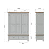 Norfolk Oak & Grey - 3 Door Wardrobe