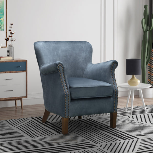 Harlow Vintage Accent Arm Chair - Steel Blue