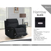 Harrow Sofa - Arm Chair Electric Recliner - Black
